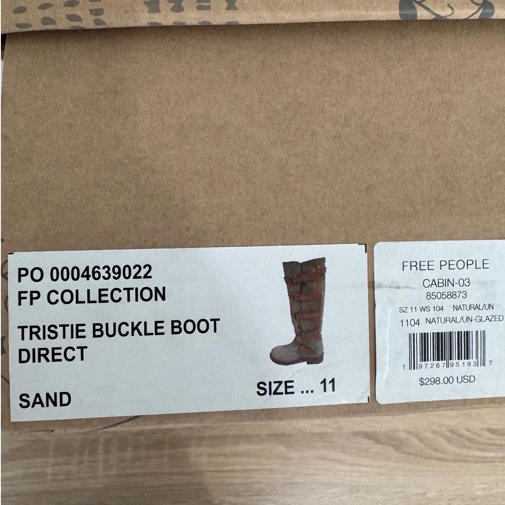 NEW Free People Tristie Buckle Boot Sand Leather Suede Tall Boho Equestrian 11